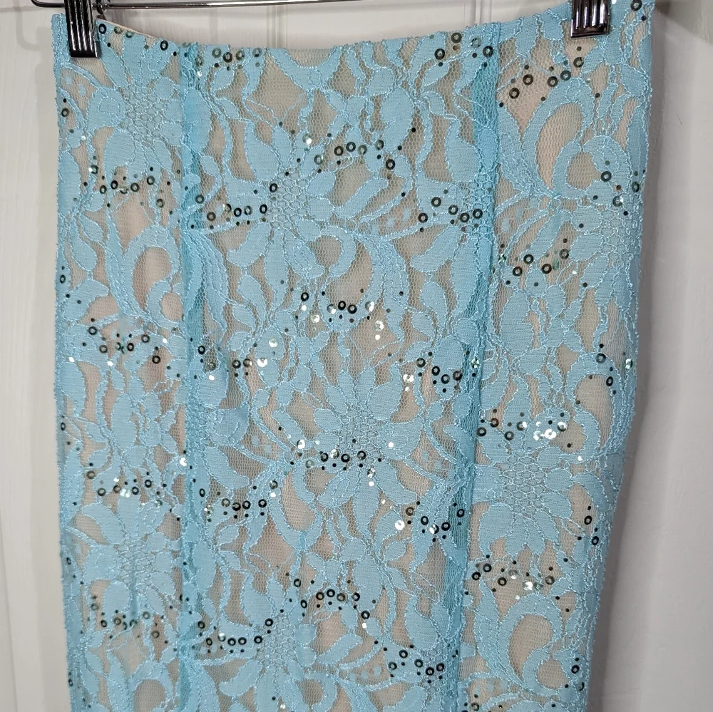 Aqua blue lace and sequin mermaid skirt size XSmall